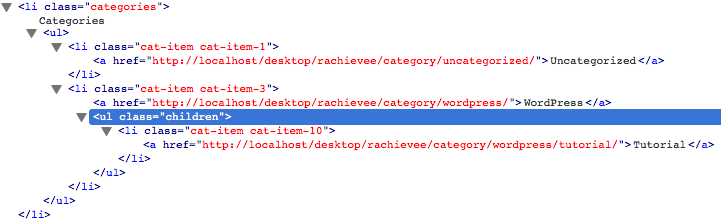 wp_list_categories creates a ul with the class of "children" inside of it's parent, so unlike get_the_category_list, the child is inside the parent
