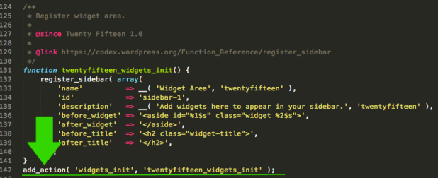 Line 142 of functions.php in Twenty Fifteen.